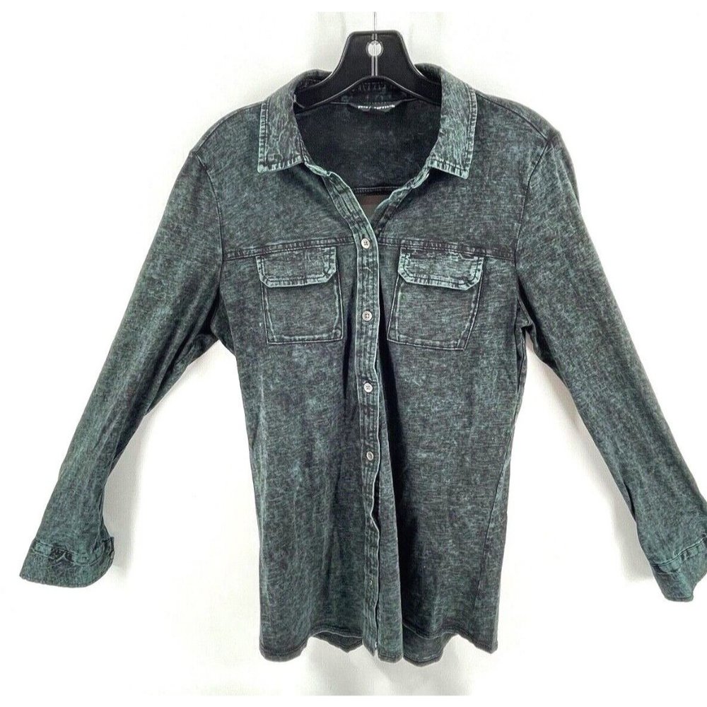 Rock & Republic Women's Sexy Top Button Down W/ Open Back Small Distressed Look